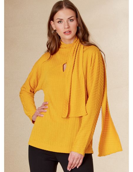 Patron Vogue 1825 A - Top femme en tricot à col écharpe