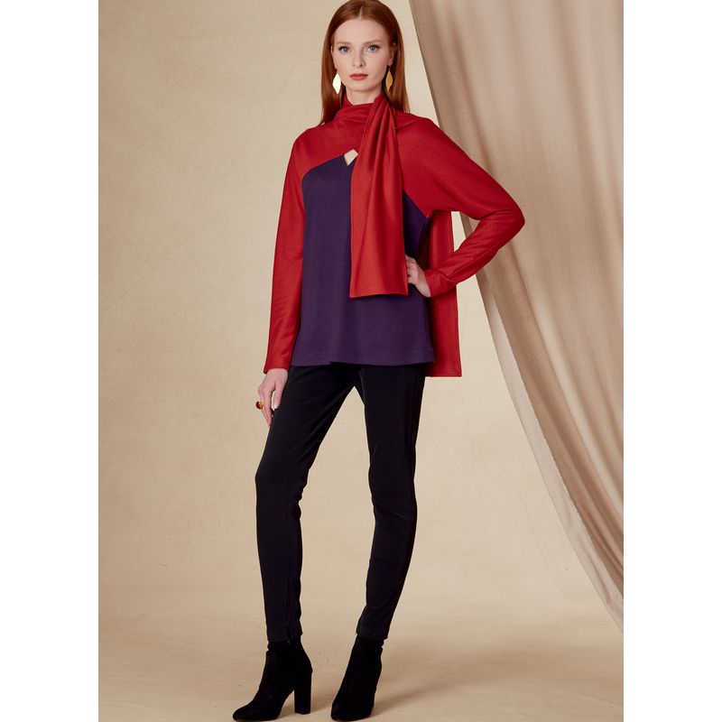 Patron Vogue 1825 A - Top femme en tricot à col écharpe