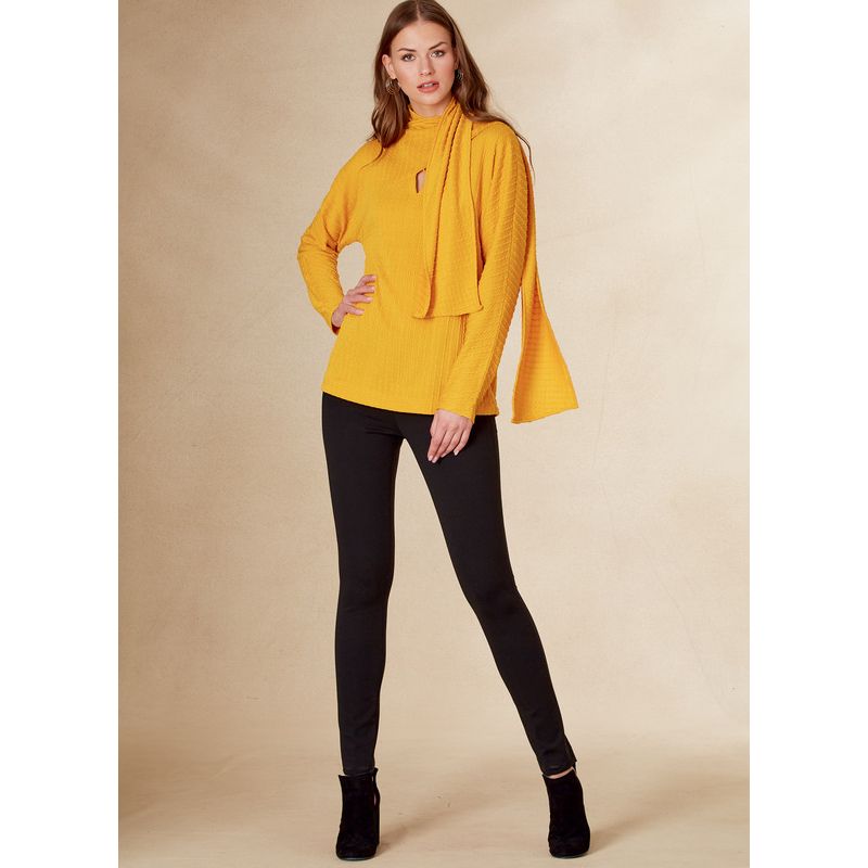 Patron Vogue 1825 A - Top femme en tricot à col écharpe