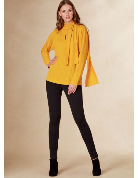 Patron Vogue 1825 A - Top femme en tricot à col écharpe