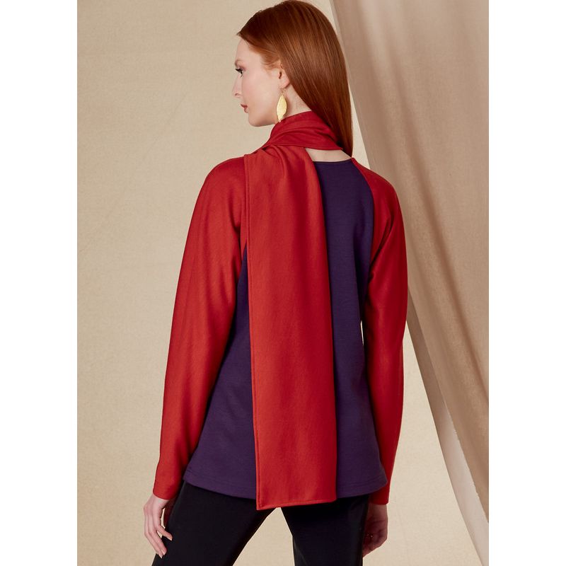 Patron Vogue 1825 A - Top femme en tricot à col écharpe
