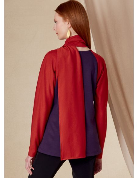 Patron Vogue 1825 A - Top femme en tricot à col écharpe