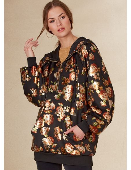Patron Vogue 1826 A - Sweat femme ample à manches raglan avec capuche