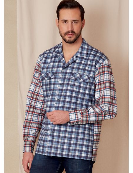 Patron Vogue 1827 A - Chemise unisexe à poches poitrine