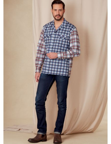 Patron Vogue 1827 A - Chemise unisexe à poches poitrine