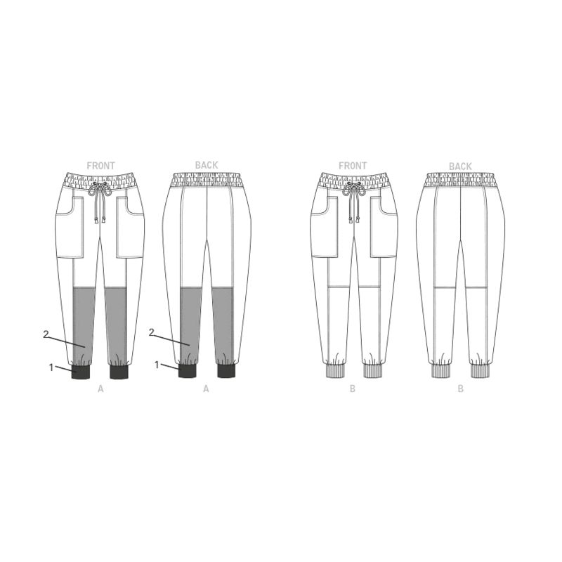 Patron Vogue 1828 A - Jogger à taille élastiquée avec poches avant