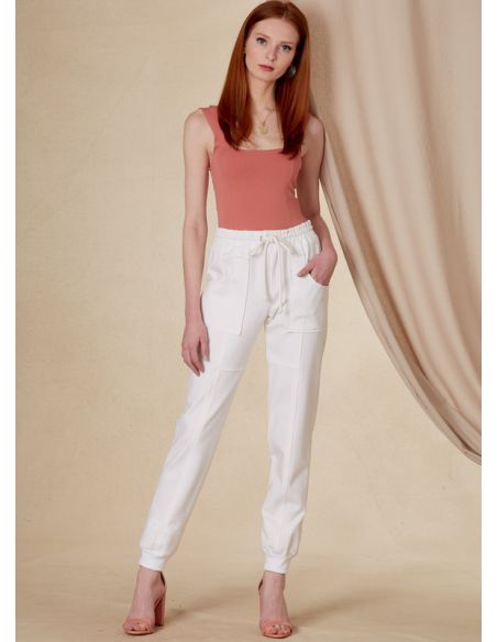 Patron Vogue 1828 A - Jogger à taille élastiquée avec poches avant