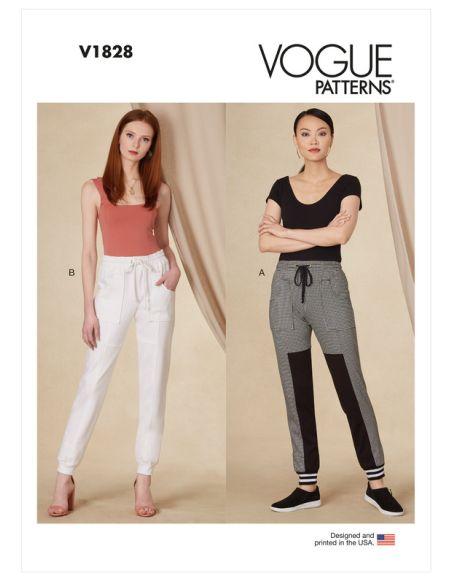 Patron Vogue 1828 A - Jogger à taille élastiquée avec poches avant