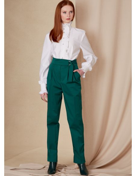 Patron Vogue 1829 B5 - Pantalon femme taille haute avec plis frontaux
