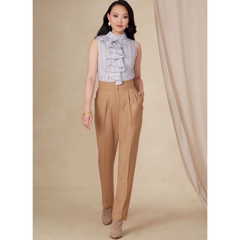 Patron Vogue 1829 F5 - Pantalon femme taille haute avec plis frontaux
