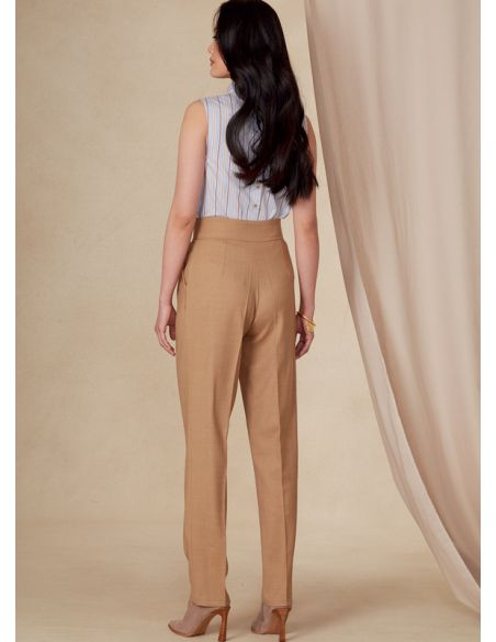Patron Vogue 1829 F5 - Pantalon femme taille haute avec plis frontaux