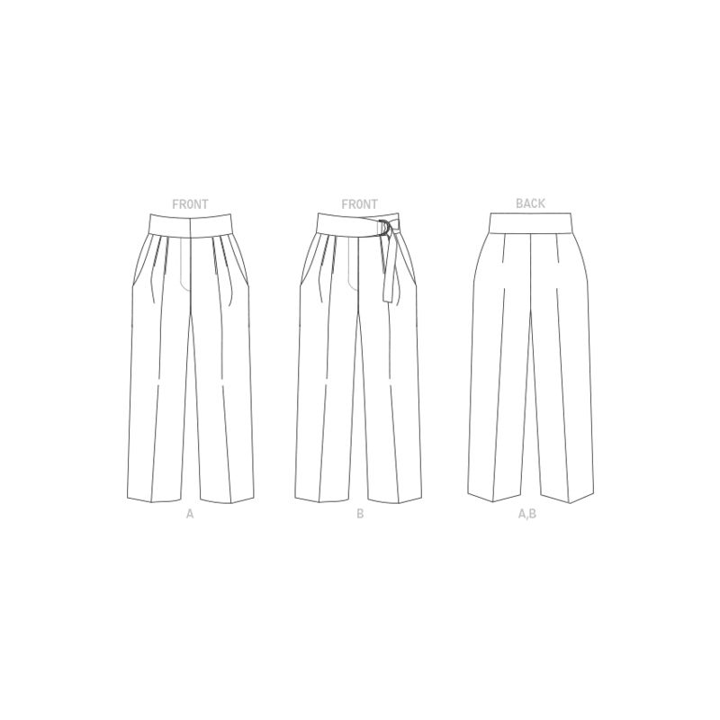 Patron Vogue 1829 F5 - Pantalon femme taille haute avec plis frontaux