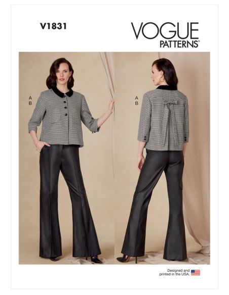 Patron Vogue 1831 F5 - Ensemble femme : blazer court et pantalon large