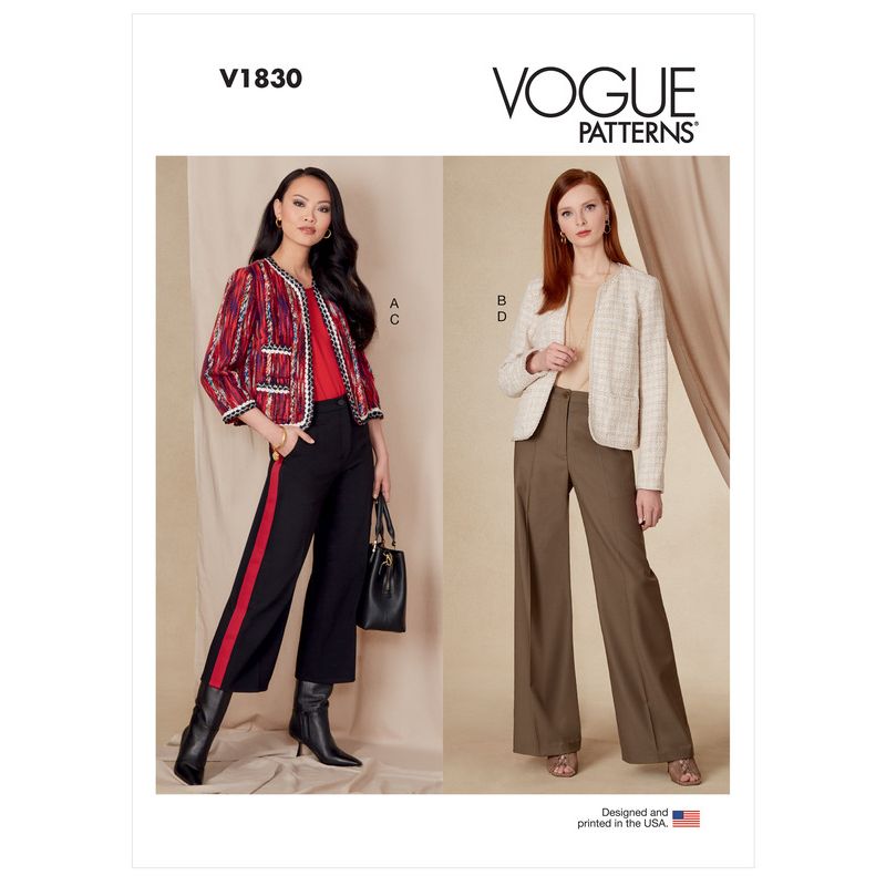 Patron Vogue 1830 B5 - Ensemble femme : veste cintrée et pantalon ample