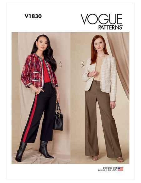 Patron Vogue 1830 F5 - Ensemble femme : veste cintrée et pantalon ample