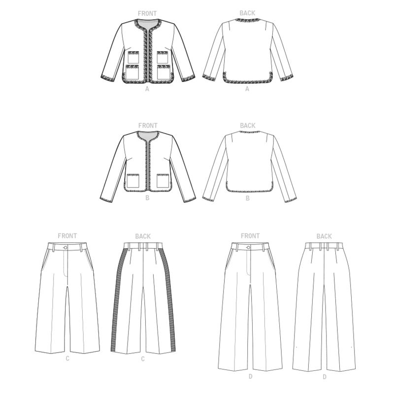 Patron Vogue 1830 F5 - Ensemble femme : veste cintrée et pantalon ample