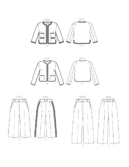 Patron Vogue 1830 F5 - Ensemble femme : veste cintrée et pantalon ample