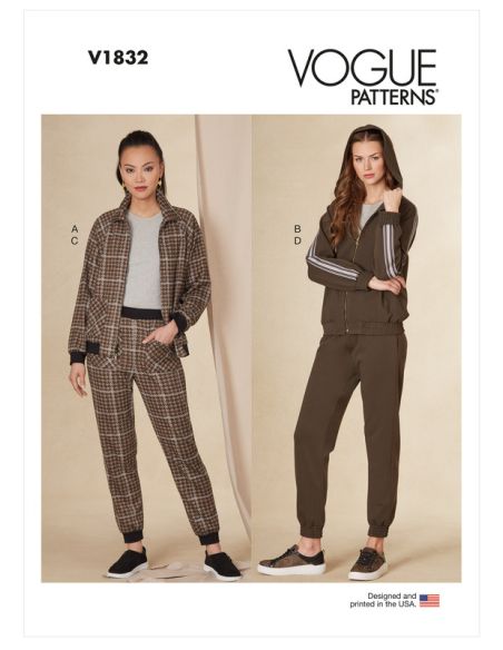 Patron Vogue 1832 A - Ensemble femme : blouson à fermeture éclair et jogger