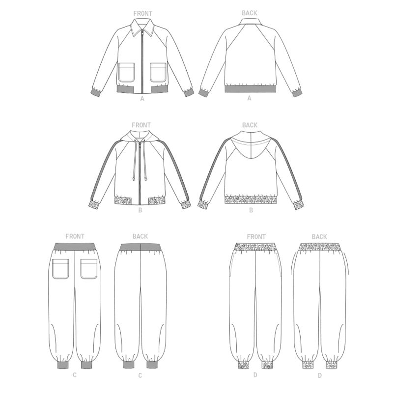 Patron Vogue 1832 A - Ensemble femme : blouson à fermeture éclair et jogger