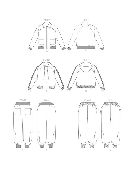 Patron Vogue 1832 A - Ensemble femme : blouson à fermeture éclair et jogger
