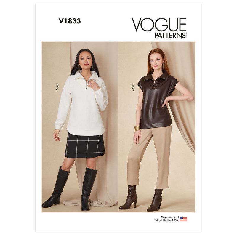Patron Vogue 1833 A - Ensemble femme : top, chemise, jupe et pantalon