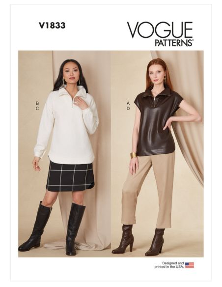 Patron Vogue 1833 A - Ensemble femme : top, chemise, jupe et pantalon