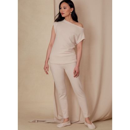 Patron Vogue 1835 A - Ensemble femme lounge : top, pantalon et chaussons 2