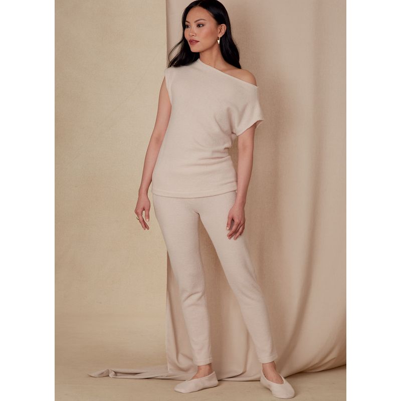 Patron Vogue 1835 A - Ensemble femme lounge : top, pantalon et chaussons