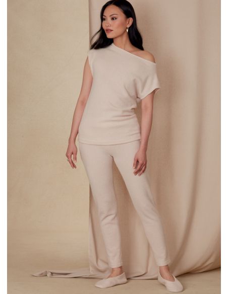 Patron Vogue 1835 A - Ensemble femme lounge : top, pantalon et chaussons
