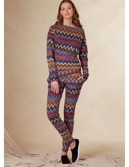 Patron Vogue 1835 A - Ensemble femme lounge : top, pantalon et chaussons