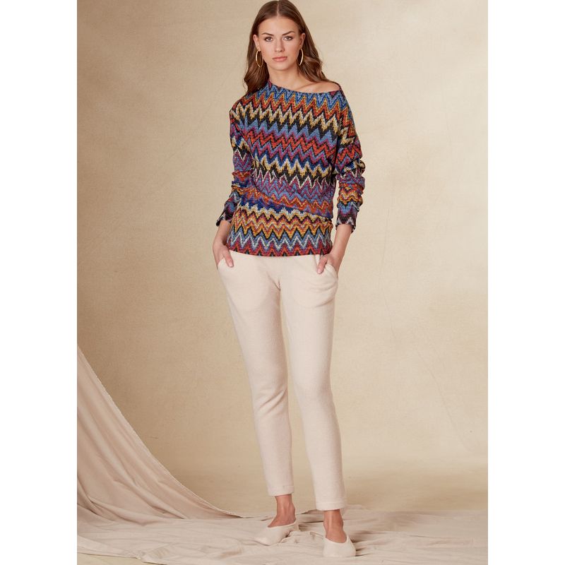 Patron Vogue 1835 A - Ensemble femme lounge : top, pantalon et chaussons