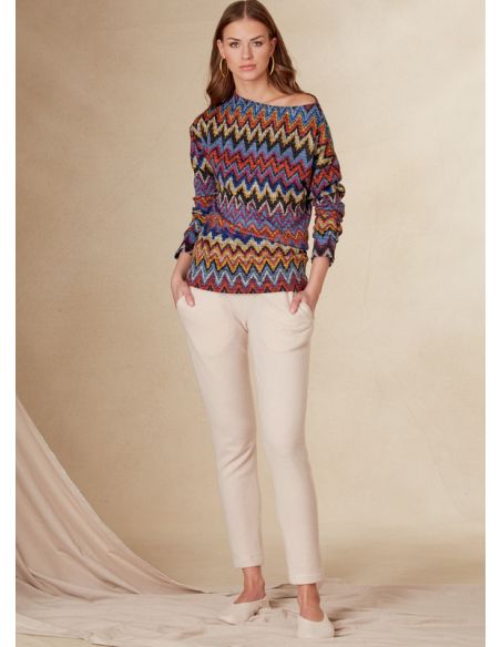 Patron Vogue 1835 A - Ensemble femme lounge : top, pantalon et chaussons