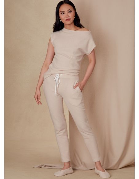 Patron Vogue 1835 A - Ensemble femme lounge : top, pantalon et chaussons