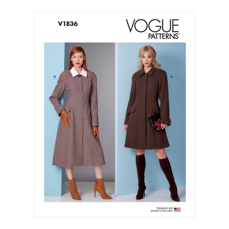 Patron Vogue 1836 B5 - Manteau femme à manches raglan