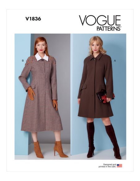 Patron Vogue 1836 B5 - Manteau femme à manches raglan
