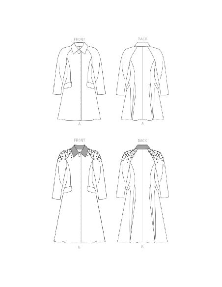 Patron Vogue 1836 B5 - Manteau femme à manches raglan
