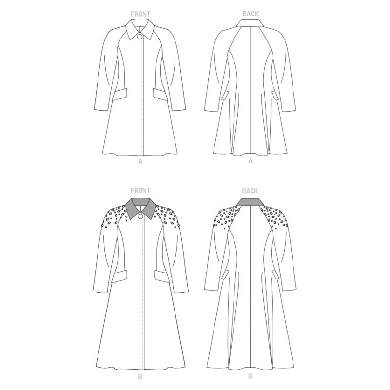 Patron Vogue 1836 F5 - Manteau femme à manches raglan