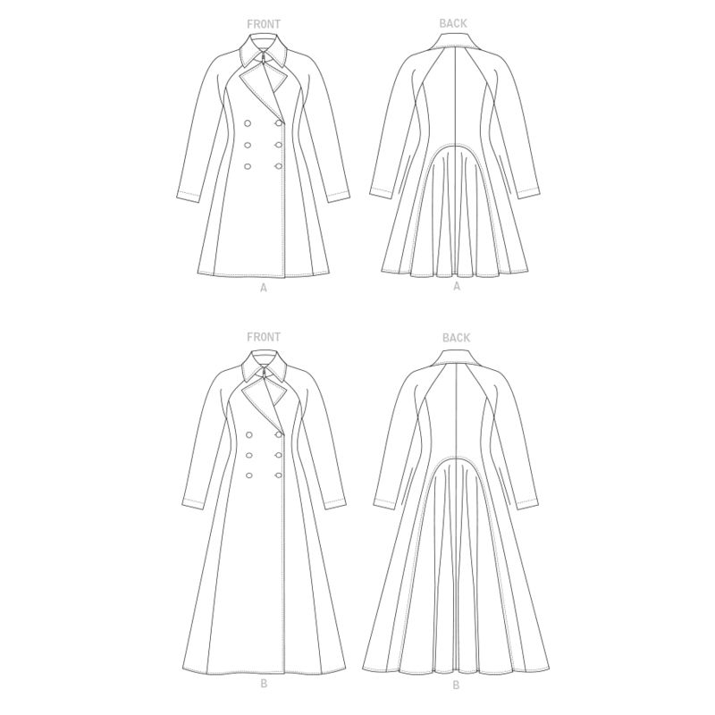 Patron Vogue 1837 B5 - Manteau femme croisé façon redingote