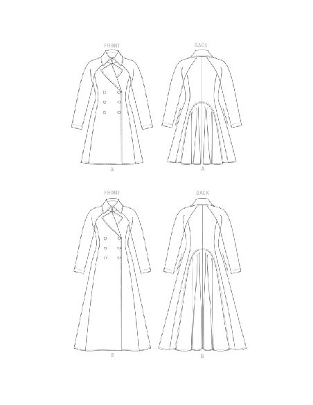 Patron Vogue 1837 B5 - Manteau femme croisé façon redingote