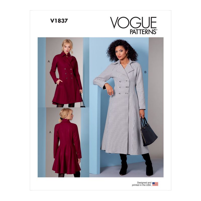 Patron Vogue 1837 B5 - Manteau femme croisé façon redingote