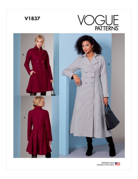 Patron Vogue 1837 B5 - Manteau femme croisé façon redingote
