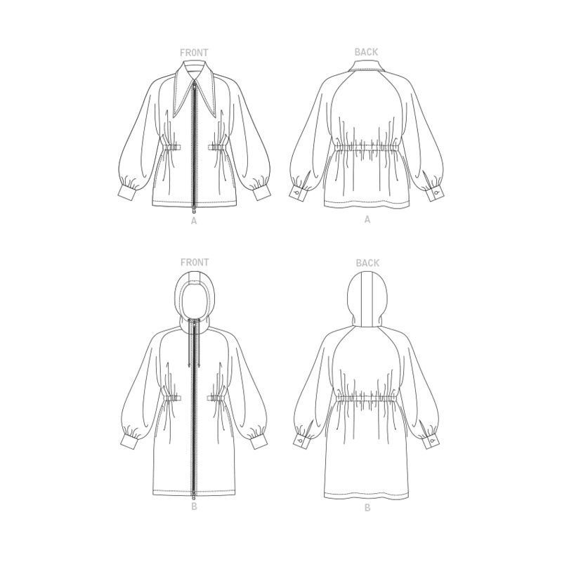 Patron Vogue 1840 A - Veste femme zippée à manches raglan et taille resserrée