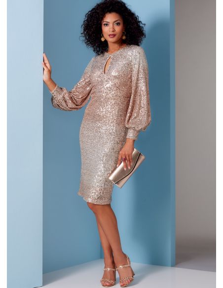 Patron Vogue 1841 F5 - Robe de soirée cintrée à manches volumineuses