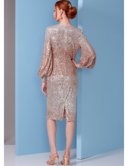 Patron Vogue 1841 F5 - Robe de soirée cintrée à manches volumineuses