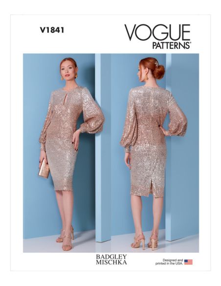 Patron Vogue 1841 F5 - Robe de soirée cintrée à manches volumineuses