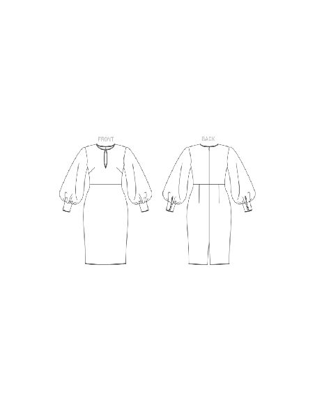 Patron Vogue 1841 F5 - Robe de soirée cintrée à manches volumineuses