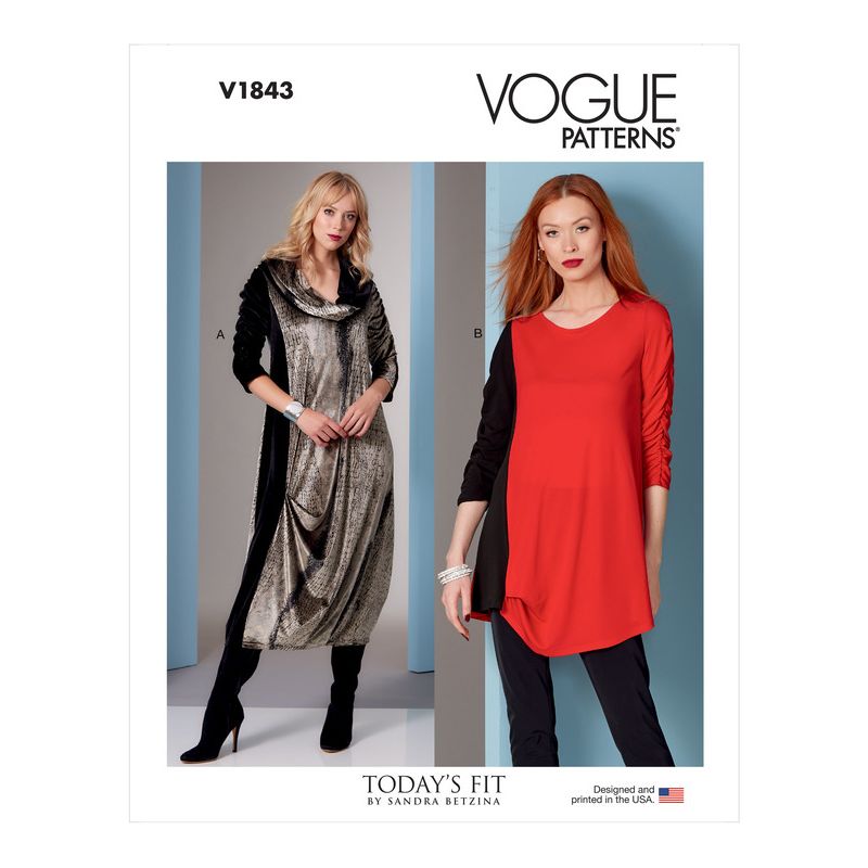 Patron Vogue 1843 OS - Robe et tunique larges à manches fronces