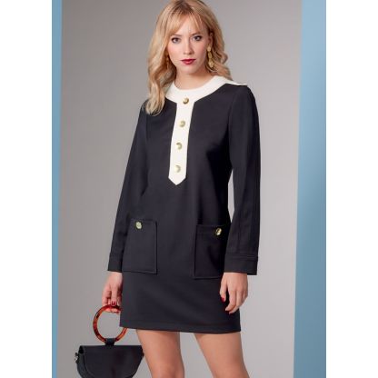 Patron Vogue 1844 B5 - Robe droite inspiration 70's avec poches plaquées 2