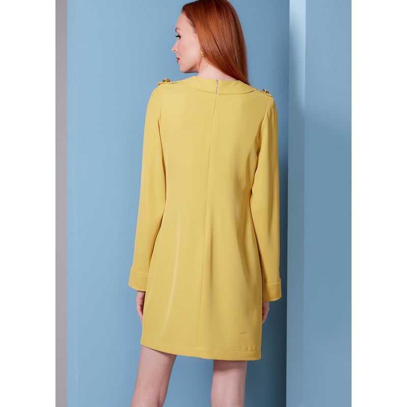 Patron Vogue 1844 B5 - Robe droite inspiration 70's avec poches plaquées