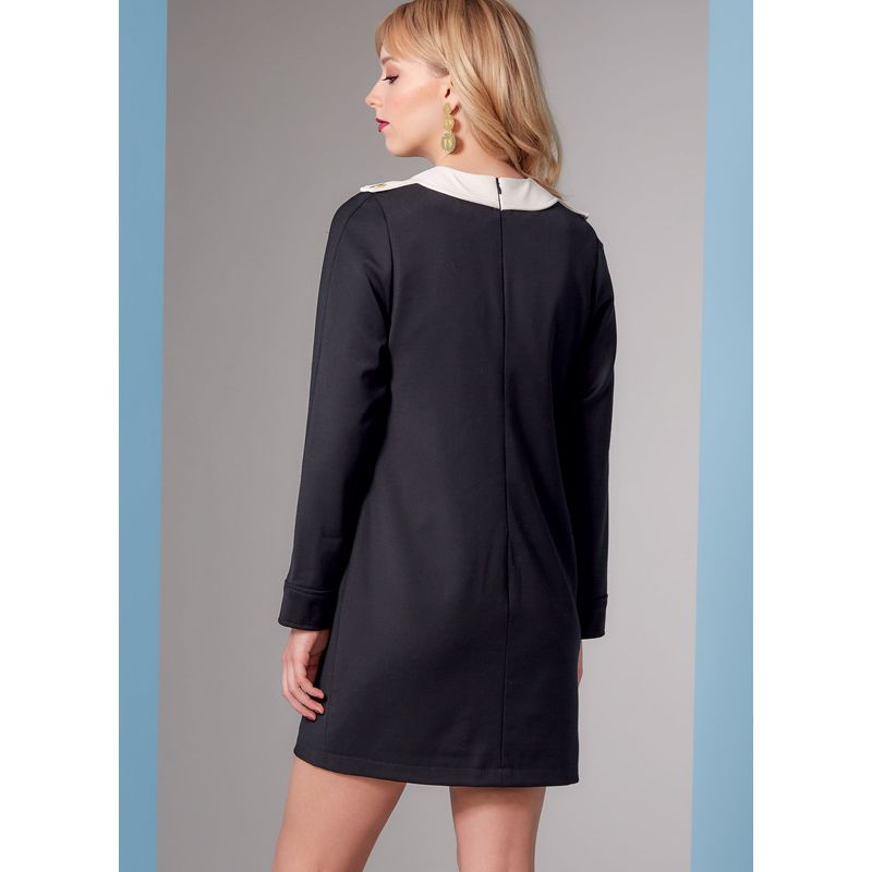 Patron Vogue 1844 B5 - Robe droite inspiration 70's avec poches plaquées